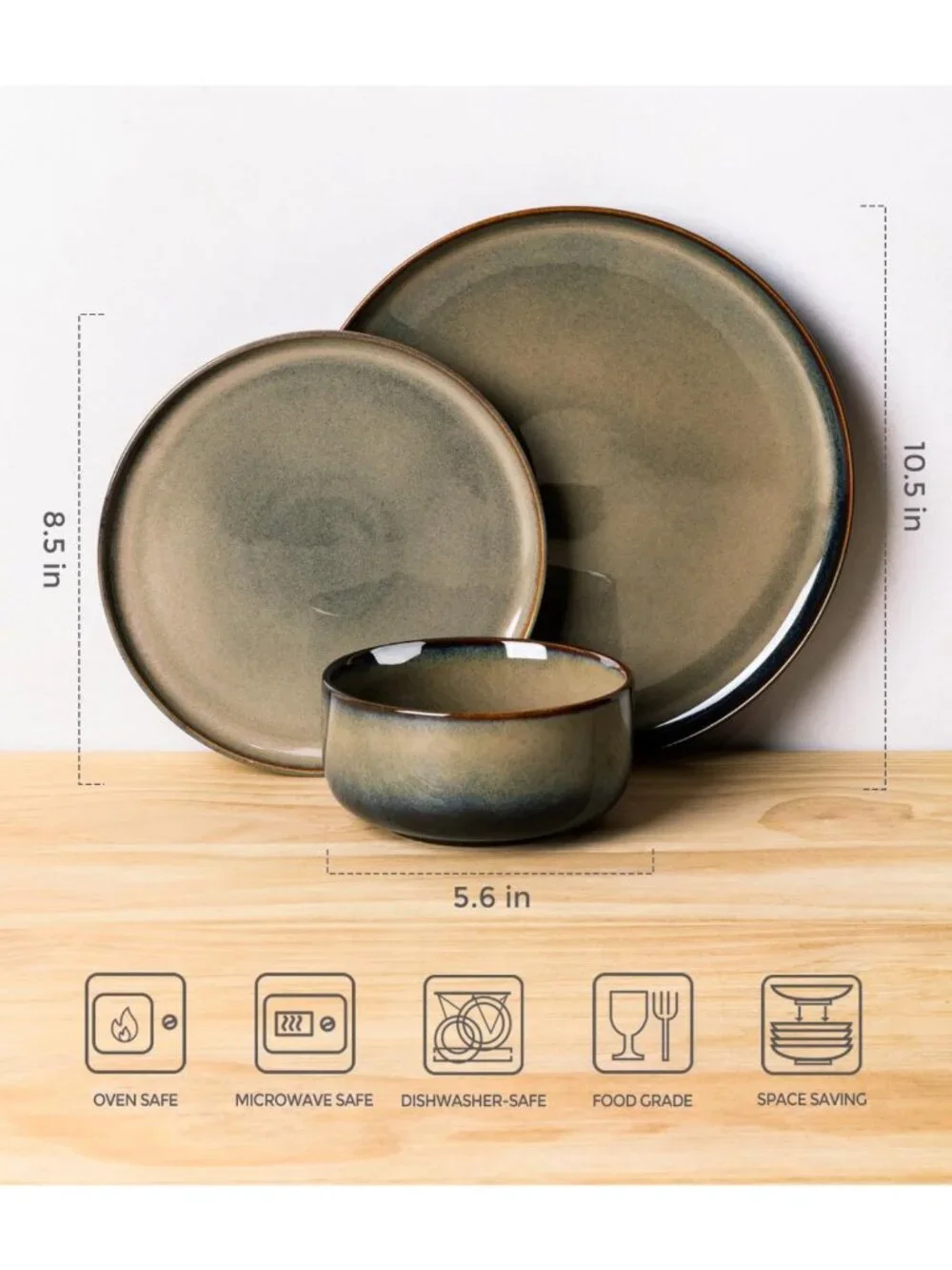 Stylish 12-Piece Ceramic Dinnerware Set for 4 - Plates & Bowls, Modern Design